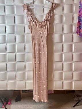 Monte Blush Polka Dot Ruffle strap Slip Dress